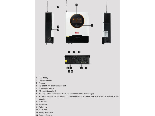 Гибридный инвертор SKE PH21-10.2K 10200W 48V, MPPT 150A, чистая синусоида, Wi-Fi