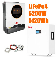 Комплект резервного живлення SKE PH21-6.2K 6200W + SKE SK-5120B LiFePO4 5 кВт·год, Wi-Fi