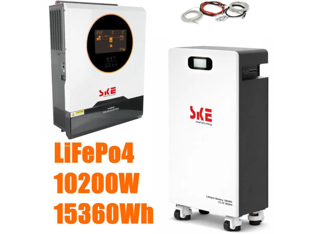 Комплект резервного живлення SKE PH21-10.2K 10200W + SKE SK-ST15000 LiFePO4 15 кВт·год, Wi-Fi