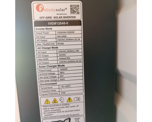 Гібридний інвертор Felicity Solar IVEM12048-II 12kW 48V MPPT WiFi