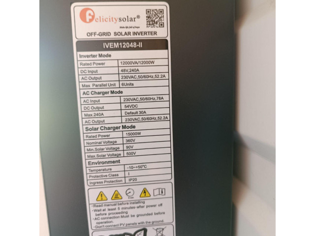 Гібридний інвертор Felicity Solar IVEM12048-II 12kW 48V MPPT WiFi