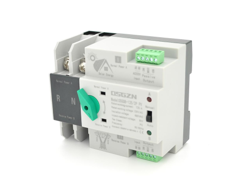 Автомат ввода резерва (АВР) двухполюсный OSGQ8-125/2P PV, 230V/125A на DIN-рейку для солнечных систем