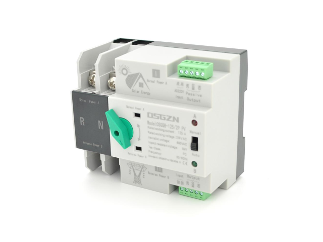 Автомат ввода резерва (АВР) двухполюсный OSGQ8-125/2P PV, 230V/125A на DIN-рейку для солнечных систем