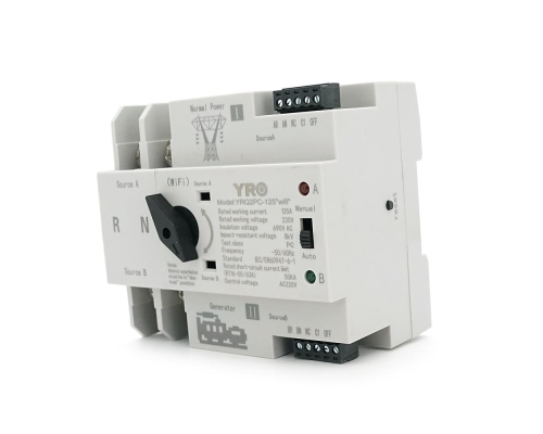 Автомат ввода резерва (АВР) двухполюсный YRQ2PC-125 Wifi ATS, 2P 125A 220V, E-Welink App на DIN-рейку для генераторов