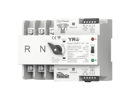 Автомат ввода резерва (АВР) трехполюсный YRQ2PC-125 Wifi ATS, 3P 125A 400V, E-Welink App на DIN-рейку для генераторов