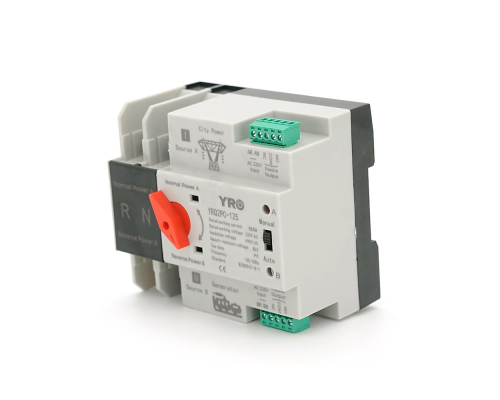 Автомат ввода резерва (АВР) двухполюсный YRQ2PC-125, 220V/125A на DIN-рейку для генераторов