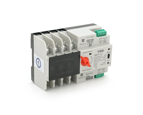 Автомат ввода резерва (АВР) четырехполюсный YRQ2PC-125, 400V/125A на DIN-рейку для генераторов