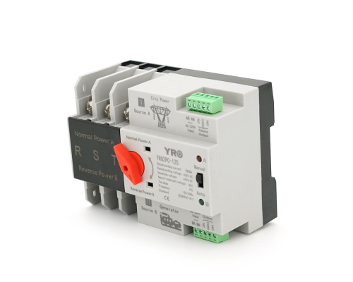 Автомат ввода резерва (АВР) трехполюсный YRQ2PC-125, 400V/125A на DIN-рейку для генераторов