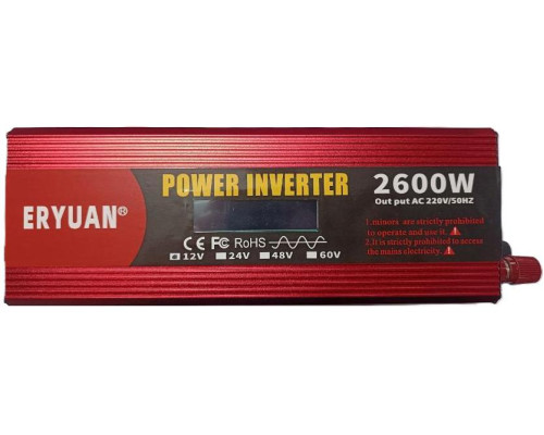 Преобразователь 12V→220V 2600Вт LCD, чистый синус ERYUAN ERYUAN