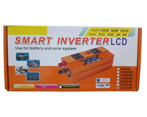 Преобразователь напряжения 4000W 12V/24V→220V LCD SMART инвертор ERYUAN ERYUAN