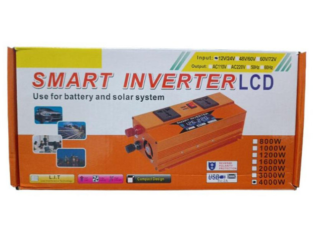 Преобразователь напряжения 4000W 12V→220V LCD SMART инвертор ERYUAN ERYUAN