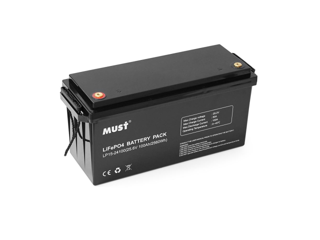 Аккумуляторная батарея Must LiFePO4 LP15-24100 25.6V 100Ah, 2,56kWh, BMS50A@4S, 6000 cycles, 522x240x218, 23kg