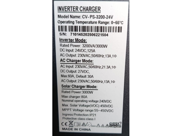 Гібридний інвертор COVAX CV-PS-3200-24 3000W 24V MPPT 60A