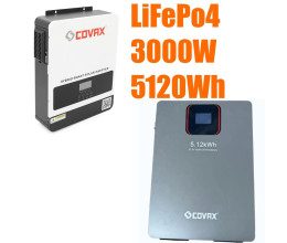 Комплект резервного живлення Covax 3.0 кВт + LiFePO4 акумулятор 24V 200Ah (5,12 кВт·год)