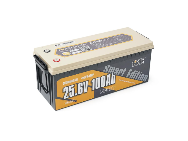 Акумуляторна батарея LiFePO4 Power Queen 25.6V 100Ah BT, 2560Wh, BMS 100A, 532*207*215мм