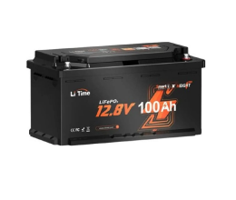 Акумулятор Li-TIME LiFePO4 12.8V 100Ач 1280Wh Bluetooth, 4000Cycles, BMS100A, ≤40mΩ, IP65, L358*B177*H188 mm, 9.9 kg