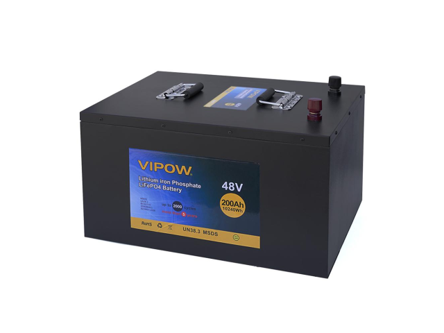 Акумуляторна батарея Vipow LiFePO4 51,2V 200Ah із вбудованою ВМS платою 100A (520*400*300), 77kg