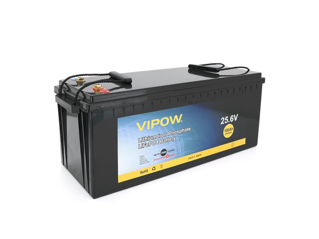 Акумуляторна батарея Vipow LiFePO4 25,6V 100Ah із вбудованою ВМS платою 80A (523*207*215), 19kg