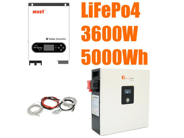 Комплект резервного живлення MUST 3.6 кВт + FelicityESS LiFePO4 акумулятор 24V 200Ah (5,12 кВт·год)
