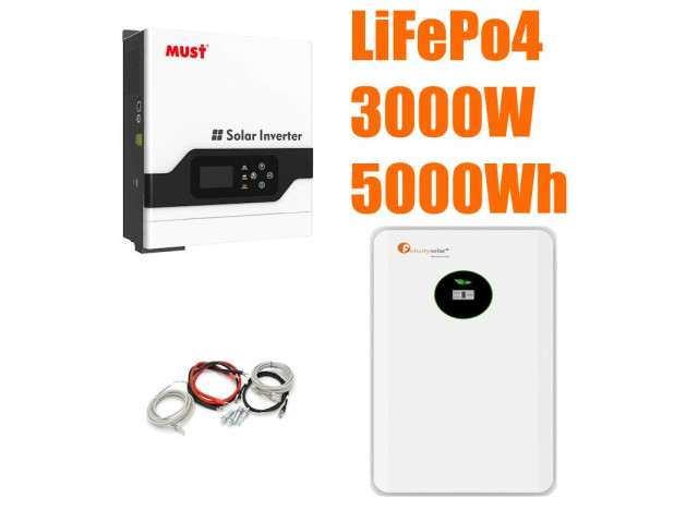 Комплект резервного живлення MUST 3.0 кВт + FelicityESS LiFePO4 акумулятор 24V 200Ah (5,12 кВт·год)