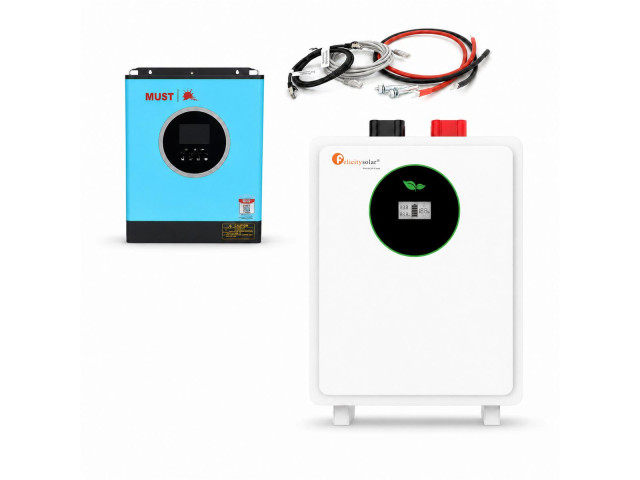 Комплект резервного живлення MUST PV18-3524VPM ECO 3.5 кВт + FelicityESS LiFePO4 24V 100Ah 2.56 кВт·год з кабелями АКБ