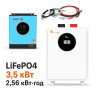 Комплект резервного живлення MUST PV18-3524VPM ECO 3.5 кВт + FelicityESS LiFePO4 24V 100Ah 2.56 кВт·год з кабелями АКБ