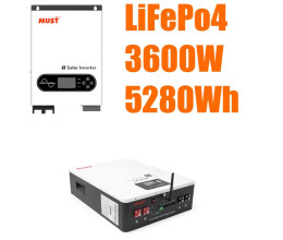 Комплект резервного питания MUST 3.6 кВт + Смарт LiFePO4 аккумулятор 24V 200Ah (5,12 кВт·ч)